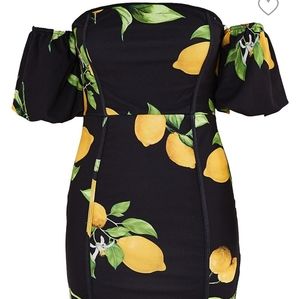 Missguided Lemon Print Mini Dress